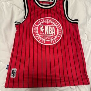 NBA Kids Red and Black Striped basketball Jersey